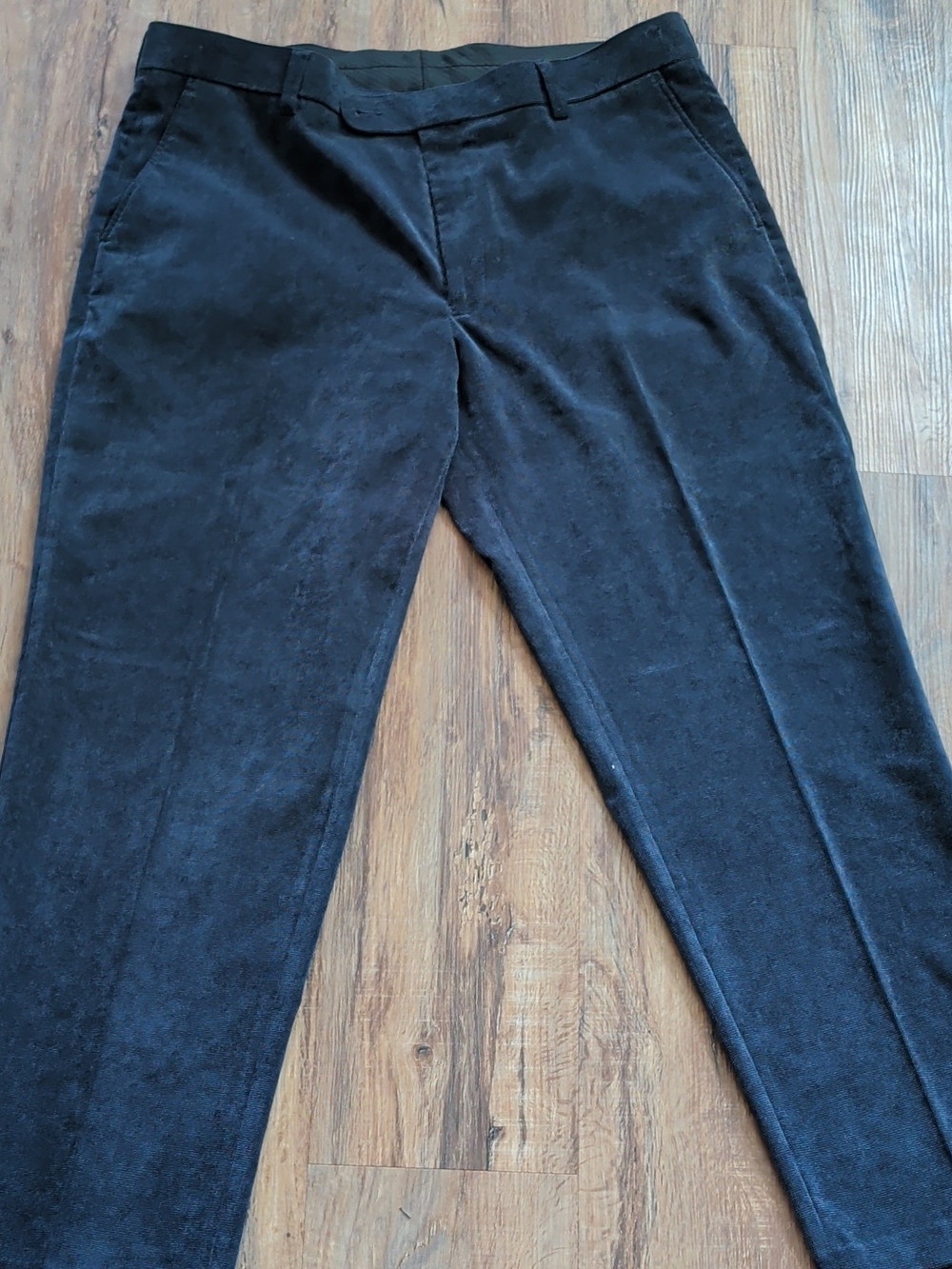 Alan Flusser Black Stretch Twill Dress Pants Mens 38 Regular Flat Front